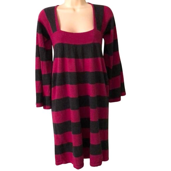 Express Striped Sweater Dress Woman Size Medium Long Bell Sleeves - Picture 1 of 8